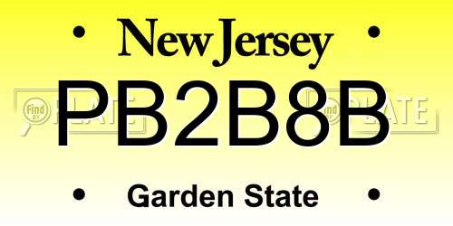 PB2B8B New Jersey License Plate