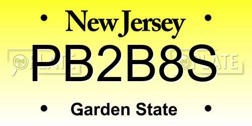 PB2B8S New Jersey License Plate