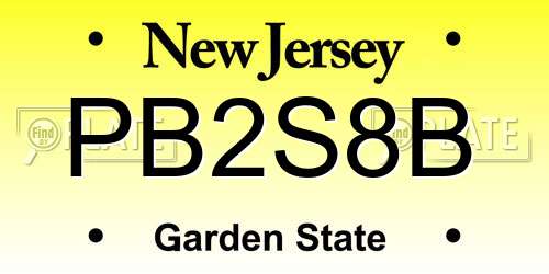 PB2S8B New Jersey License Plate