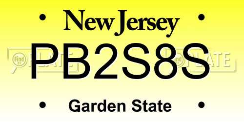 PB2S8S New Jersey License Plate