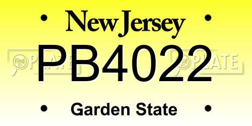 PB4022 New Jersey License Plate
