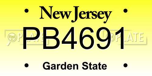 PB4691 New Jersey License Plate