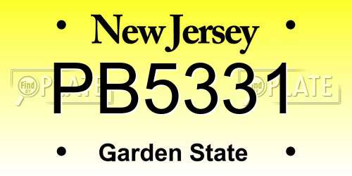PB5331 New Jersey License Plate