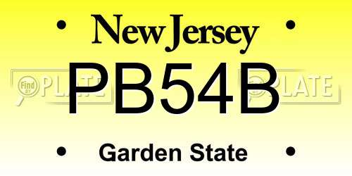 PB54B New Jersey License Plate