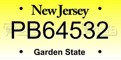 PB64532 New Jersey License Plate