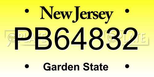 PB64832 New Jersey License Plate
