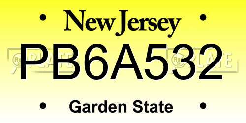 PB6A532 New Jersey License Plate