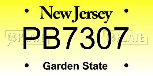 PB7307 New Jersey License Plate