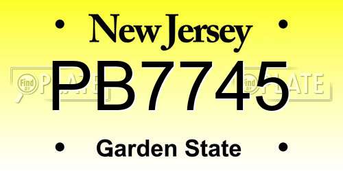 PB7745 New Jersey License Plate