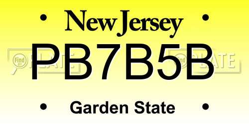 PB7B5B New Jersey License Plate