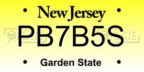 PB7B5S New Jersey License Plate