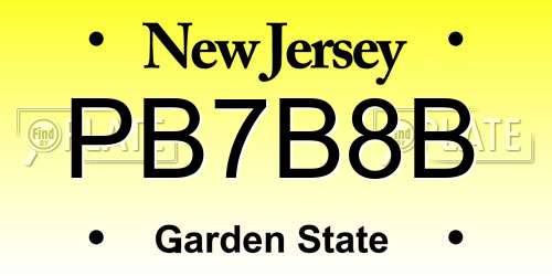 PB7B8B New Jersey License Plate
