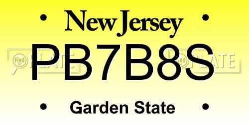 PB7B8S New Jersey License Plate