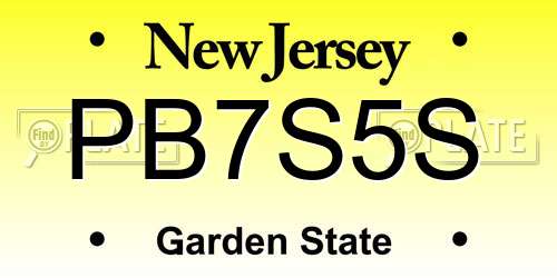 PB7S5S New Jersey License Plate