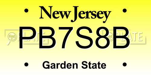 PB7S8B New Jersey License Plate