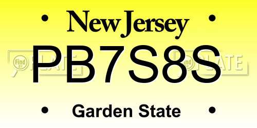 PB7S8S New Jersey License Plate