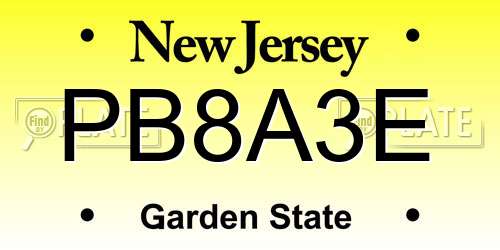 PB8A3E New Jersey License Plate