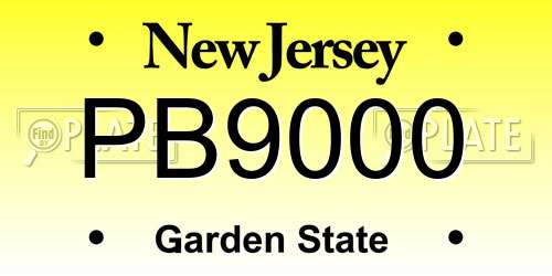 PB9000 New Jersey License Plate