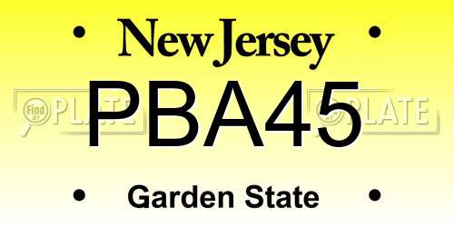 PBA45 New Jersey License Plate