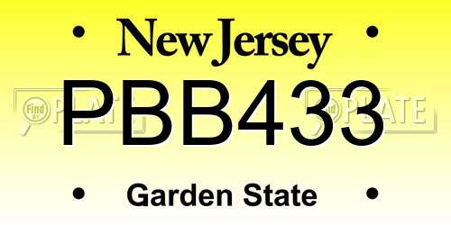 PBB433 New Jersey License Plate