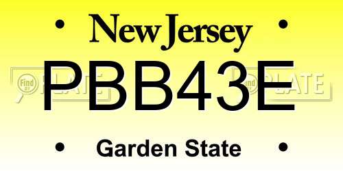 PBB43E New Jersey License Plate