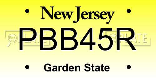 PBB45R New Jersey License Plate