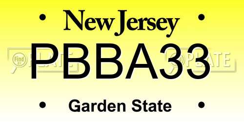 PBBA33 New Jersey License Plate