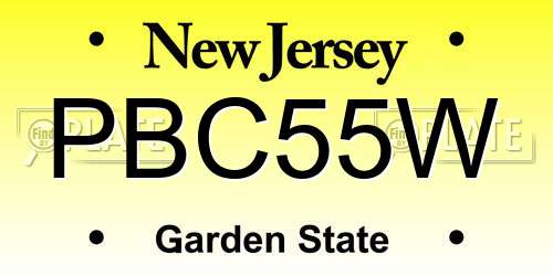 PBC55W New Jersey License Plate