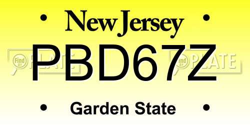 PBD67Z New Jersey License Plate