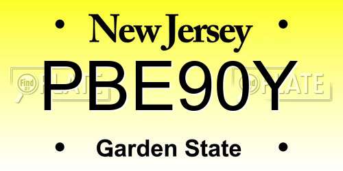 PBE90Y New Jersey License Plate