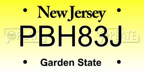 PBH83J New Jersey License Plate