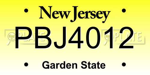 PBJ4012 New Jersey License Plate