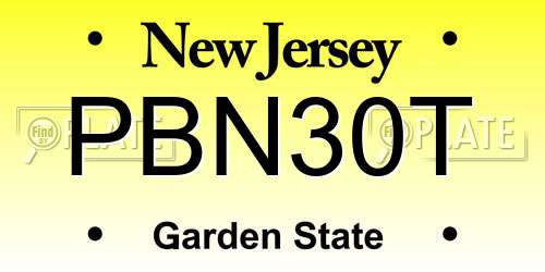 PBN30T New Jersey License Plate