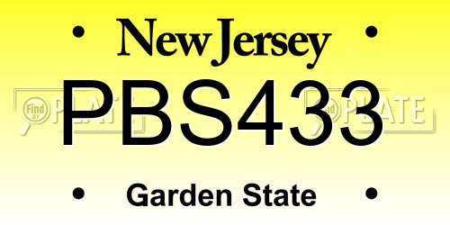 PBS433 New Jersey License Plate