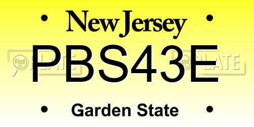 PBS43E New Jersey License Plate