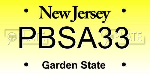 PBSA33 New Jersey License Plate