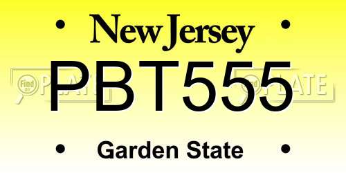 PBT555 New Jersey License Plate