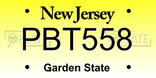 PBT558 New Jersey License Plate