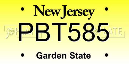 PBT585 New Jersey License Plate