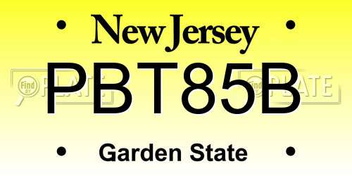 PBT85B New Jersey License Plate