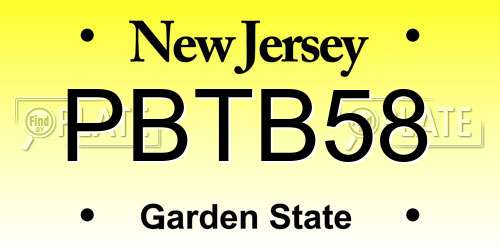 PBTB58 New Jersey License Plate