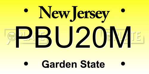 PBU20M New Jersey License Plate