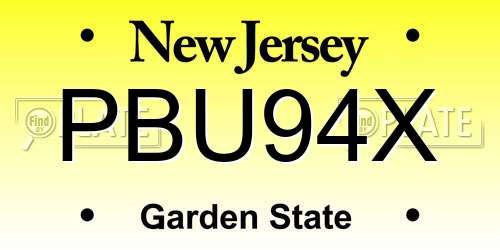 PBU94X New Jersey License Plate