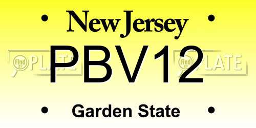 PBV12 New Jersey License Plate