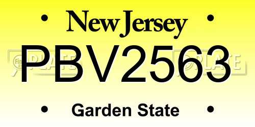PBV2563 New Jersey License Plate