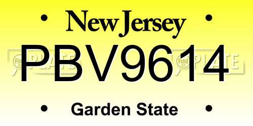 PBV9614 New Jersey License Plate