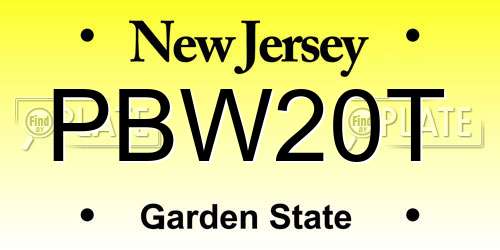 PBW20T New Jersey License Plate