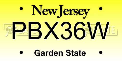 PBX36W New Jersey License Plate