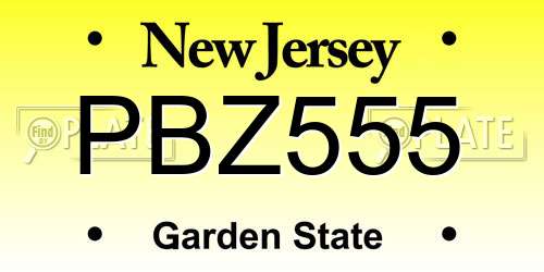 PBZ555 New Jersey License Plate