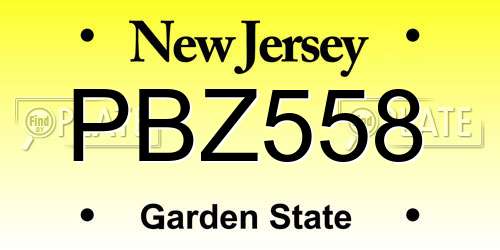PBZ558 New Jersey License Plate